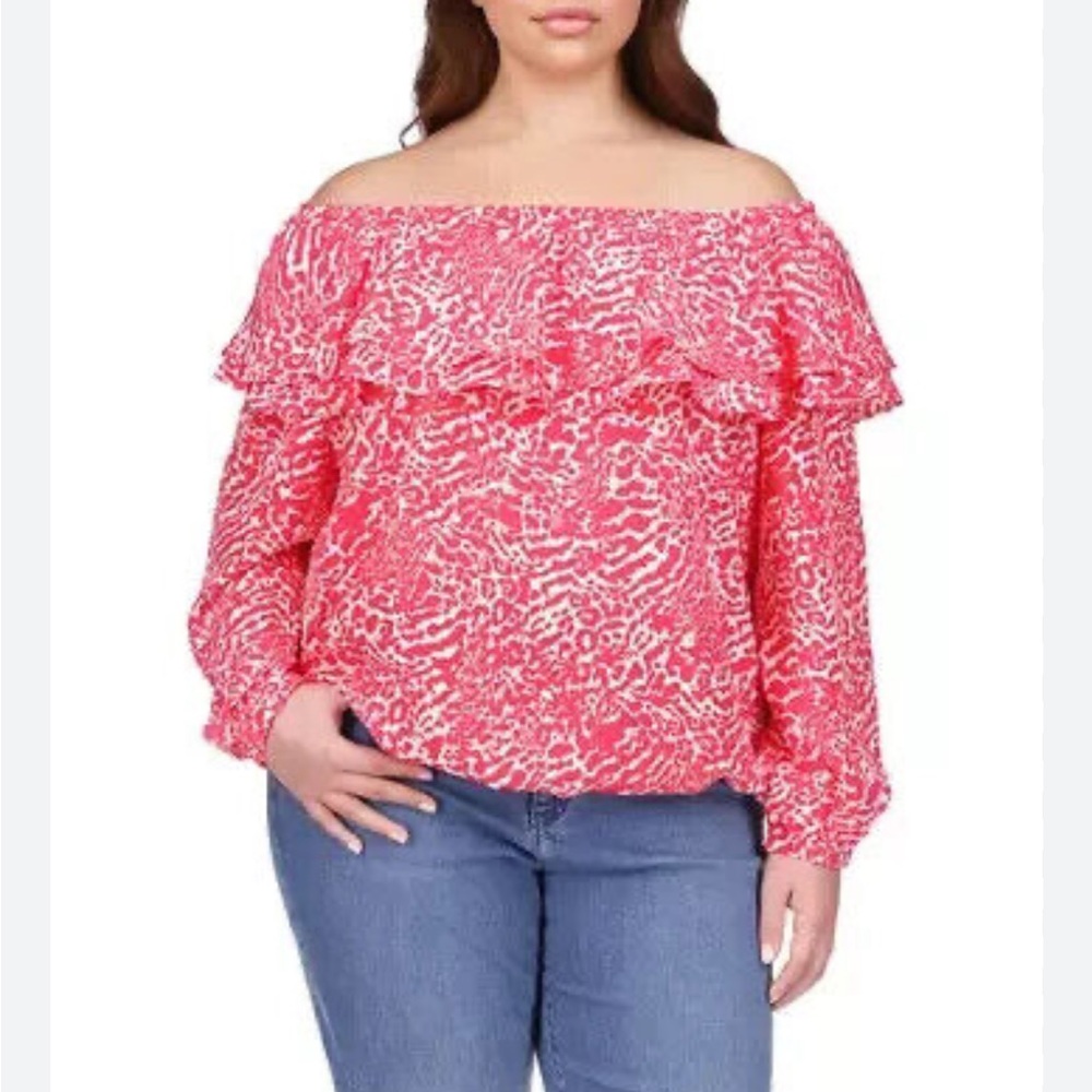 Michael Kors Ocelot Off the Shoulders Plus Size Top, NWT